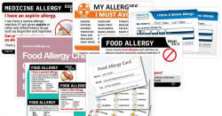 food allergy alert cards